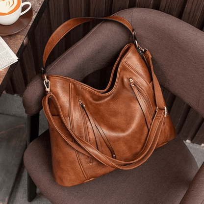 Large Leather Shoulder Bag with Roomy Inside