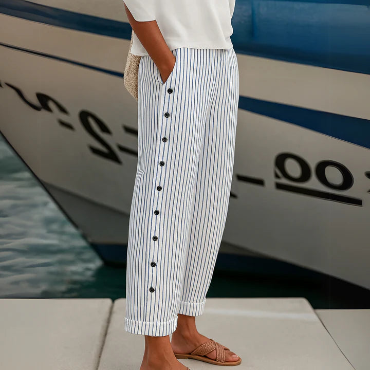 Comfortable Women's Linen Stripe Pants