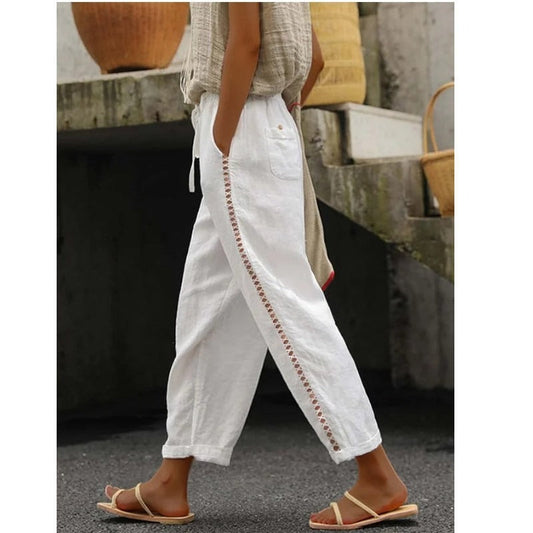 Casual Summer Cropped Linen Pants for Women - Luxivelle
