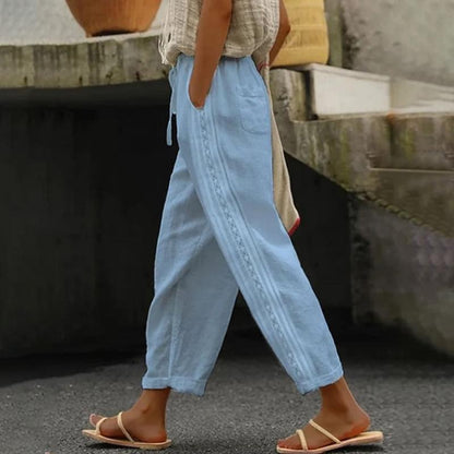 Casual Summer Cropped Linen Pants for Women