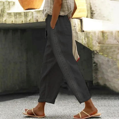 Casual Summer Cropped Linen Pants for Women