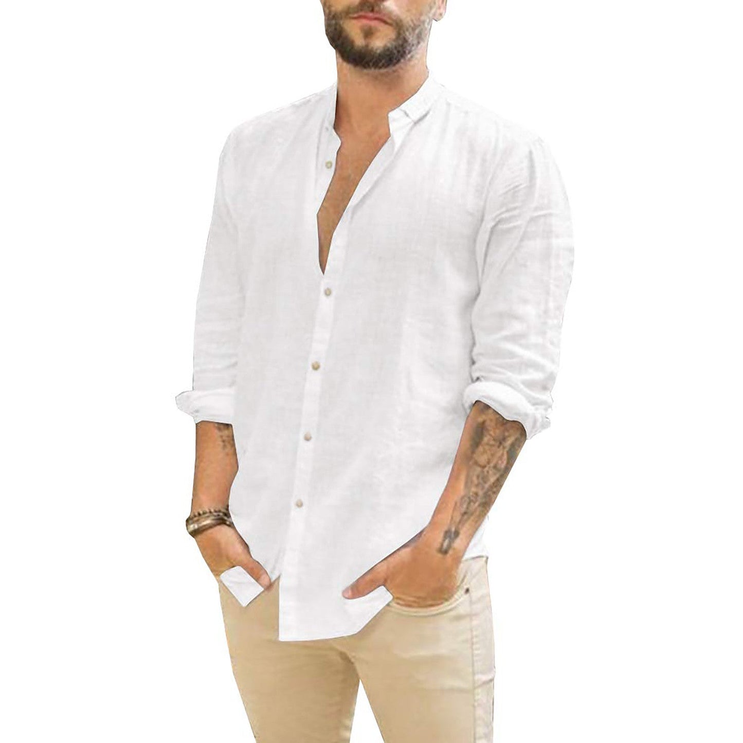 Linen Shirt For Men | Plain Design | White