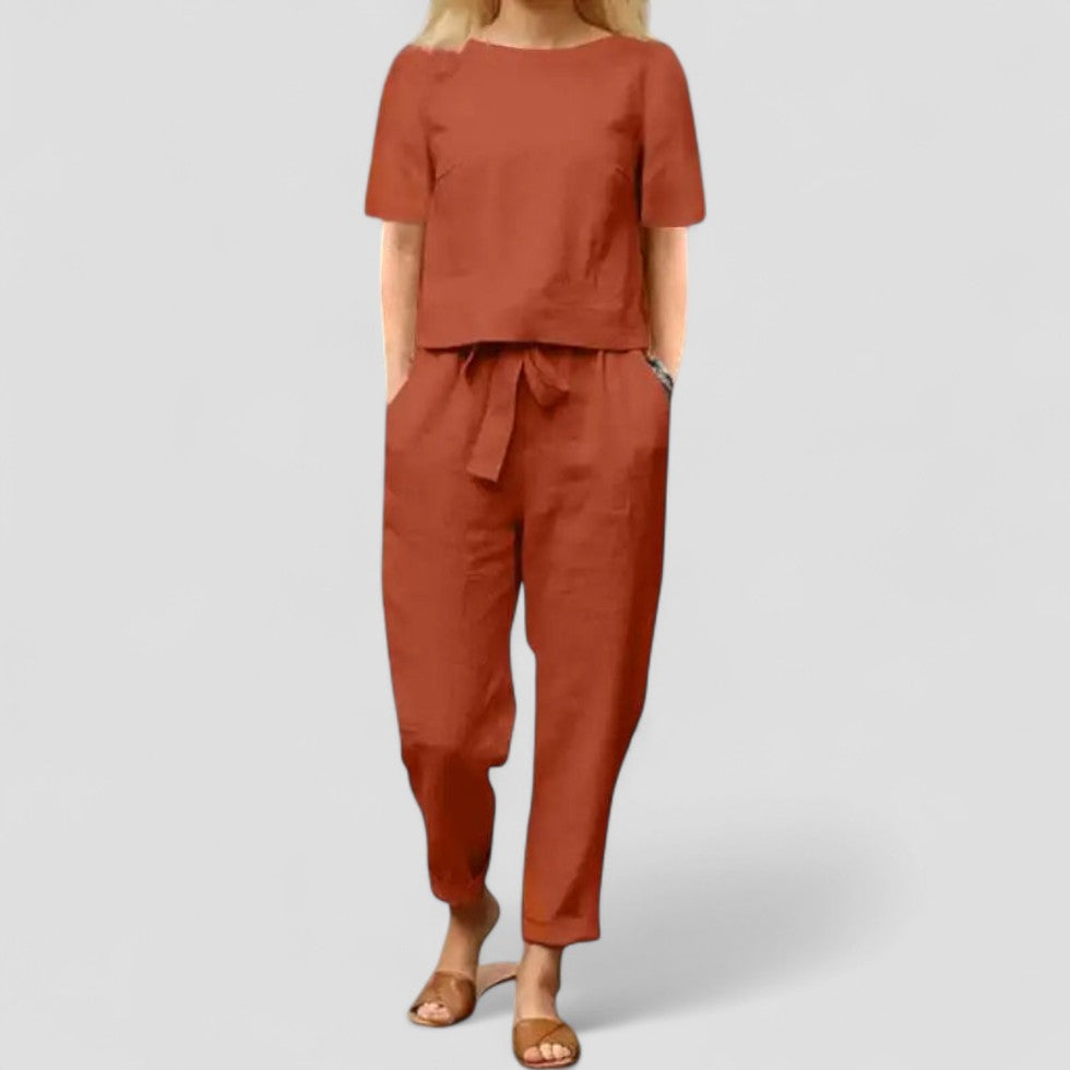 Linen Two Piece Relaxed Fit Jumpsuit Set 2