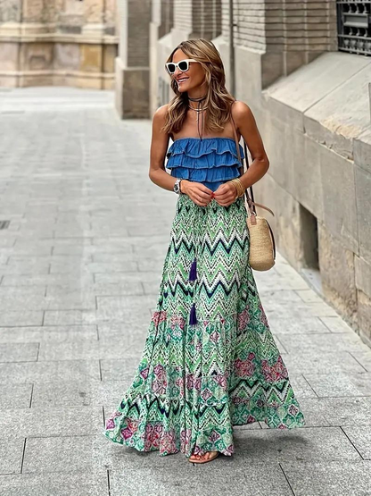 Ladies Floral Long Skirt - Luxivelle