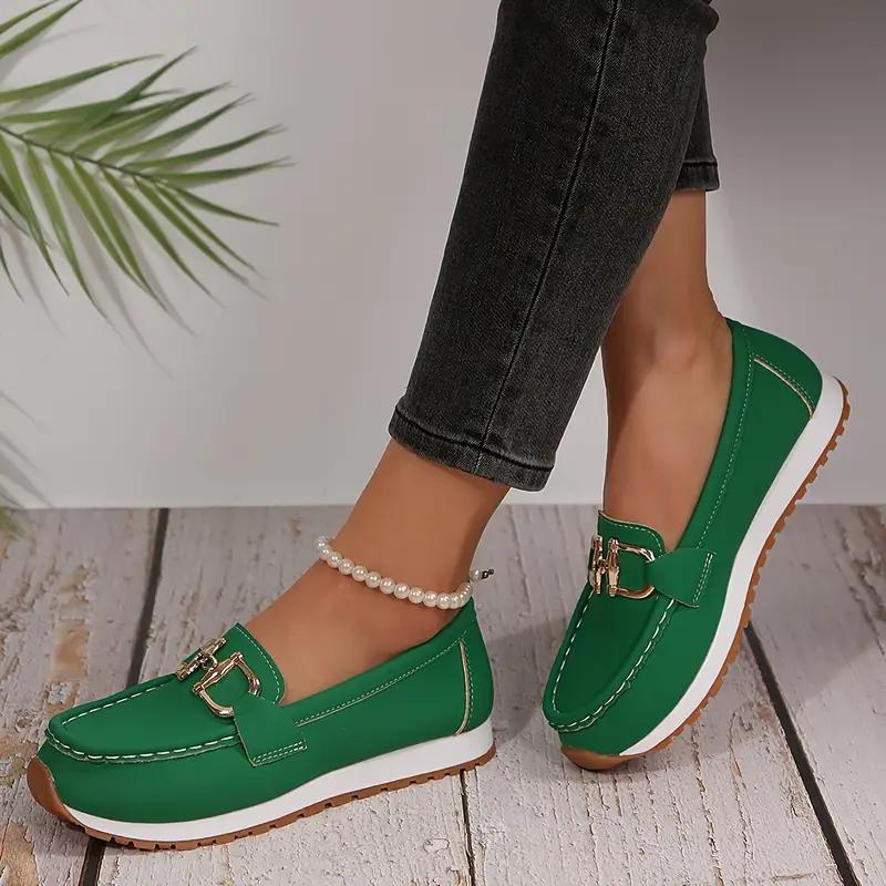 Ladies Metallic Slip On Buckle Shoes