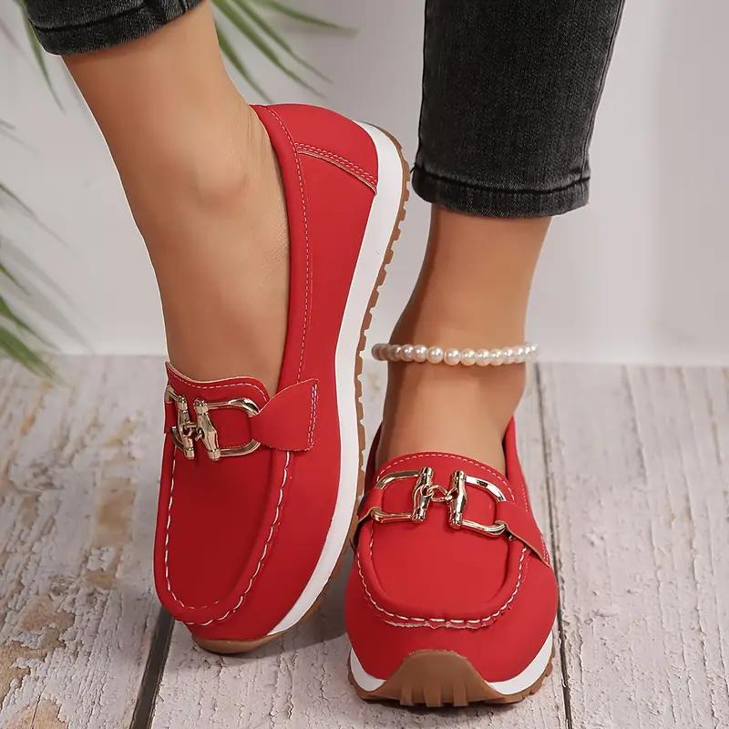 Ladies Metallic Slip On Buckle Shoes