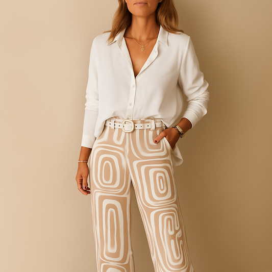 Women's Classic Shirt and Pant Suit Set - Luxivelle