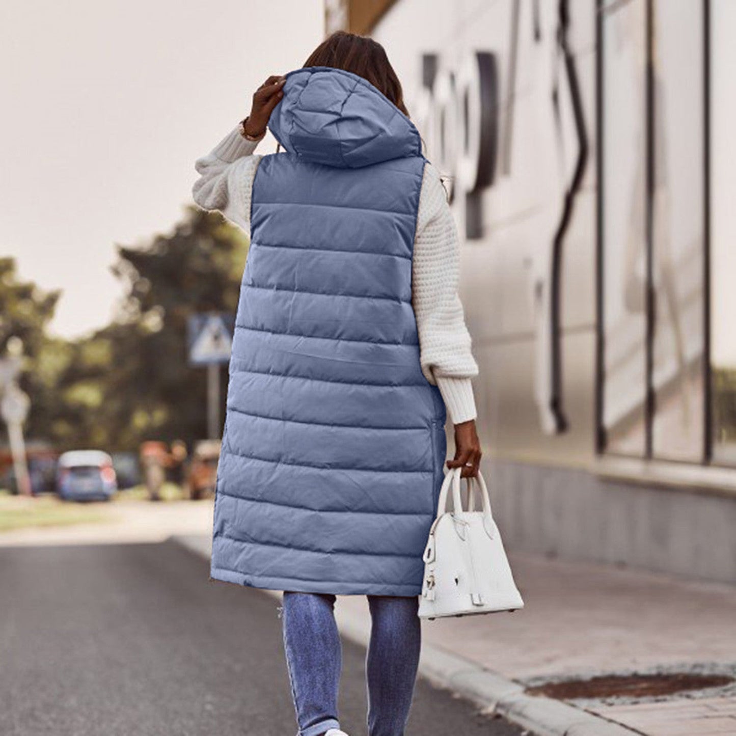 Stella | Stylish Sleeveless Long Hooded Vest