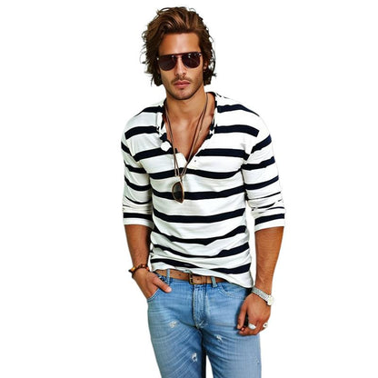 Casual Men's Striped Crew Neck Tee Shirt - Luxivelle