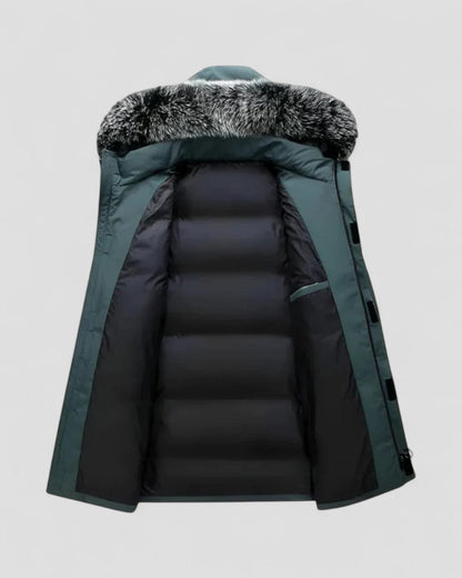 Long Winter Parka Coat with Faux Fur Hood For Men 6