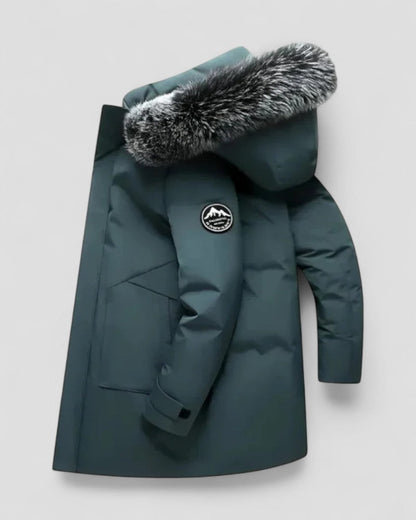 Long Winter Parka Coat with Faux Fur Hood For Men 7