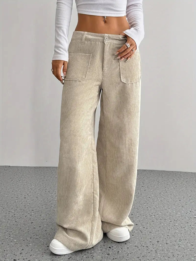 Luisa | Trendy high waisted corduroy trousers
