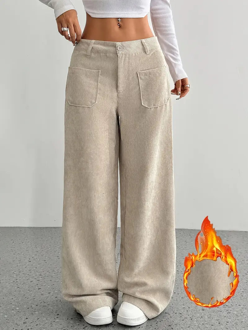 Luisa | Trendy high waisted corduroy trousers