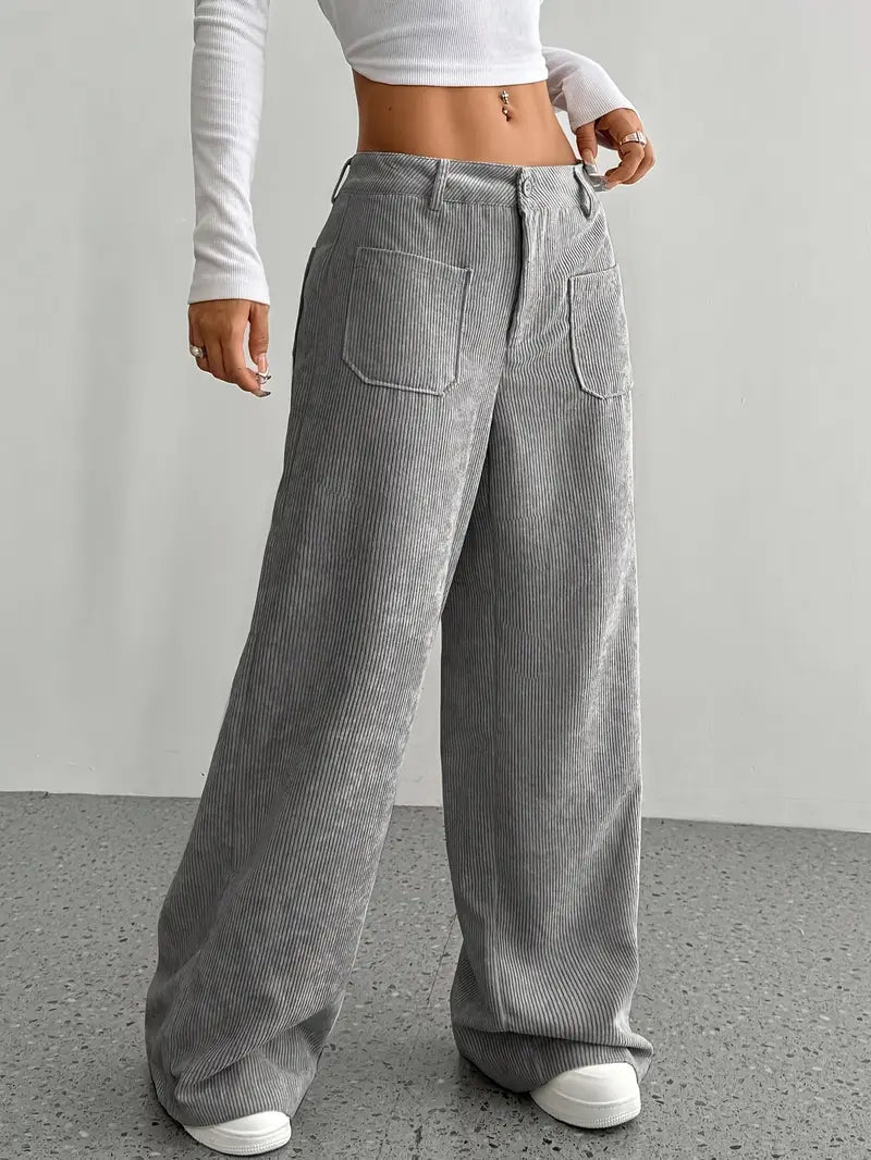 Luisa | Trendy high waisted corduroy trousers