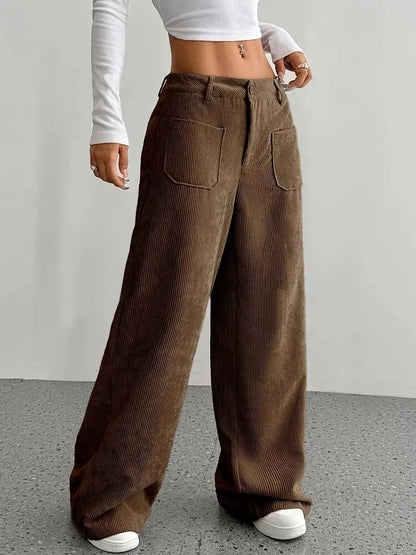 Luisa | Trendy high waisted corduroy trousers