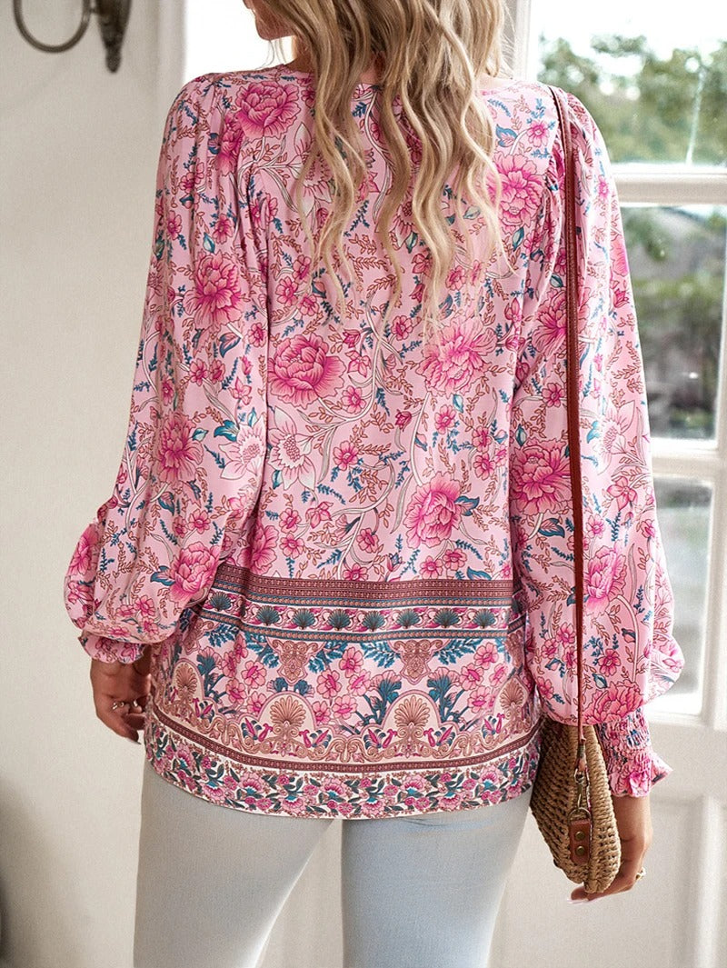 Bright Floral Women's Casual Blouse