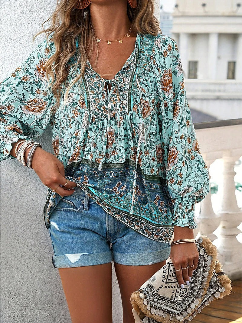 Bright Floral Women's Casual Blouse