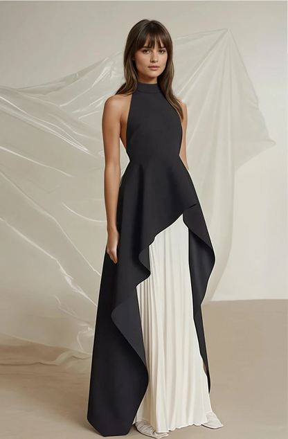 Variant image for Luna | Long Sleeve Maxi Dress for Women - Elegant Halter Neck, Flowing Skirt, Perfect for Formal Events-1