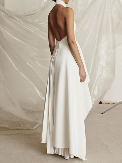 Luna | Long Sleeve Maxi Dress for Women - Elegant Halter Neck, Flowing Skirt, Perfect for Formal Events-5