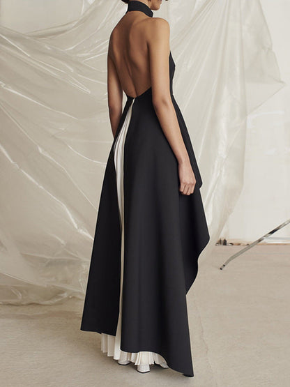 Luna | Long Sleeve Maxi Dress for Women - Elegant Halter Neck, Flowing Skirt, Perfect for Formal Events-2