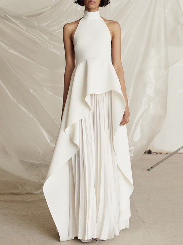 Luna | Long Sleeve Maxi Dress for Women - Elegant Halter Neck, Flowing Skirt, Perfect for Formal Events-4