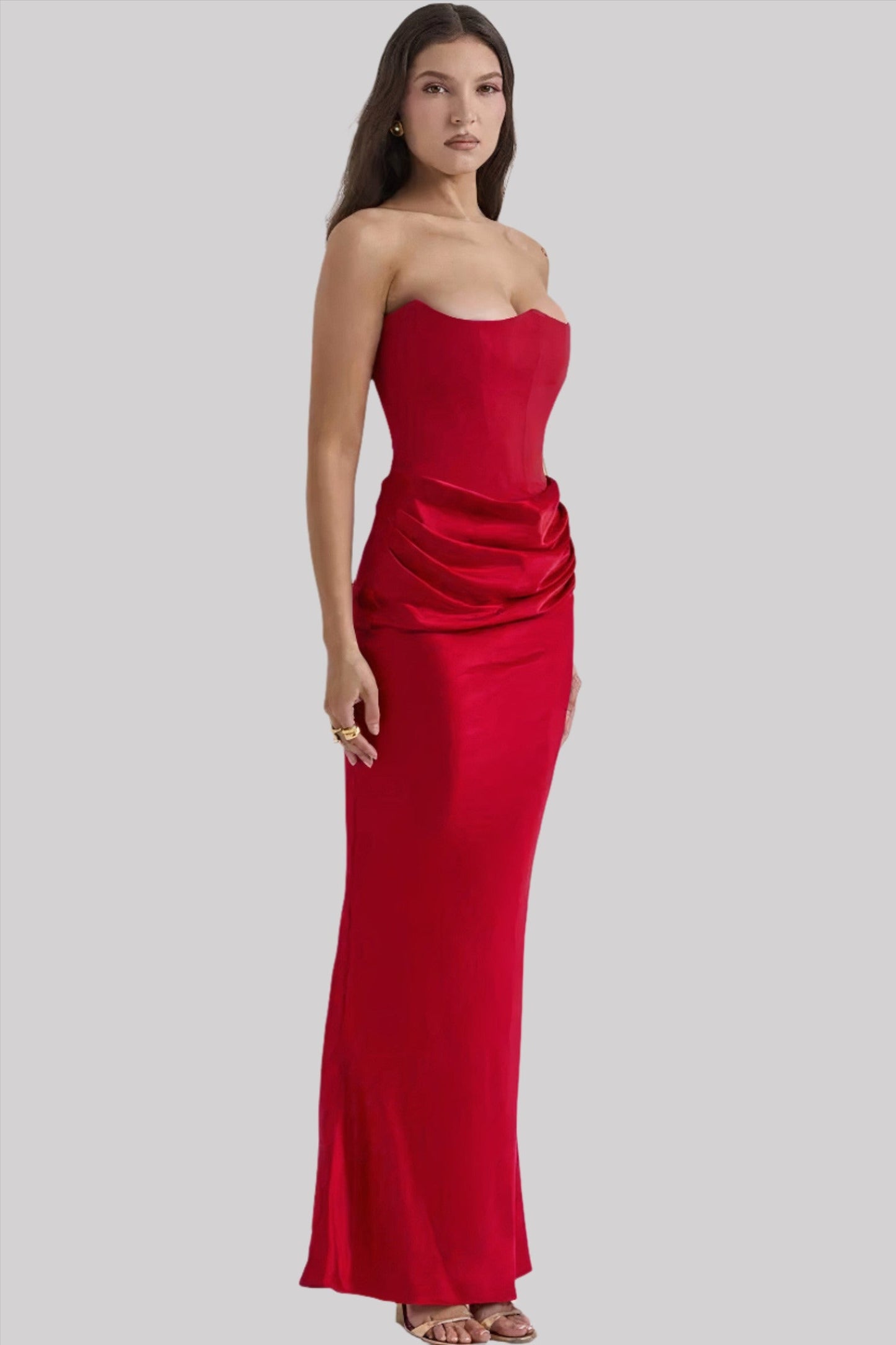Variant image for Luna | Satin Maxi Dress for Women - Elegant Strapless Long Dress-26