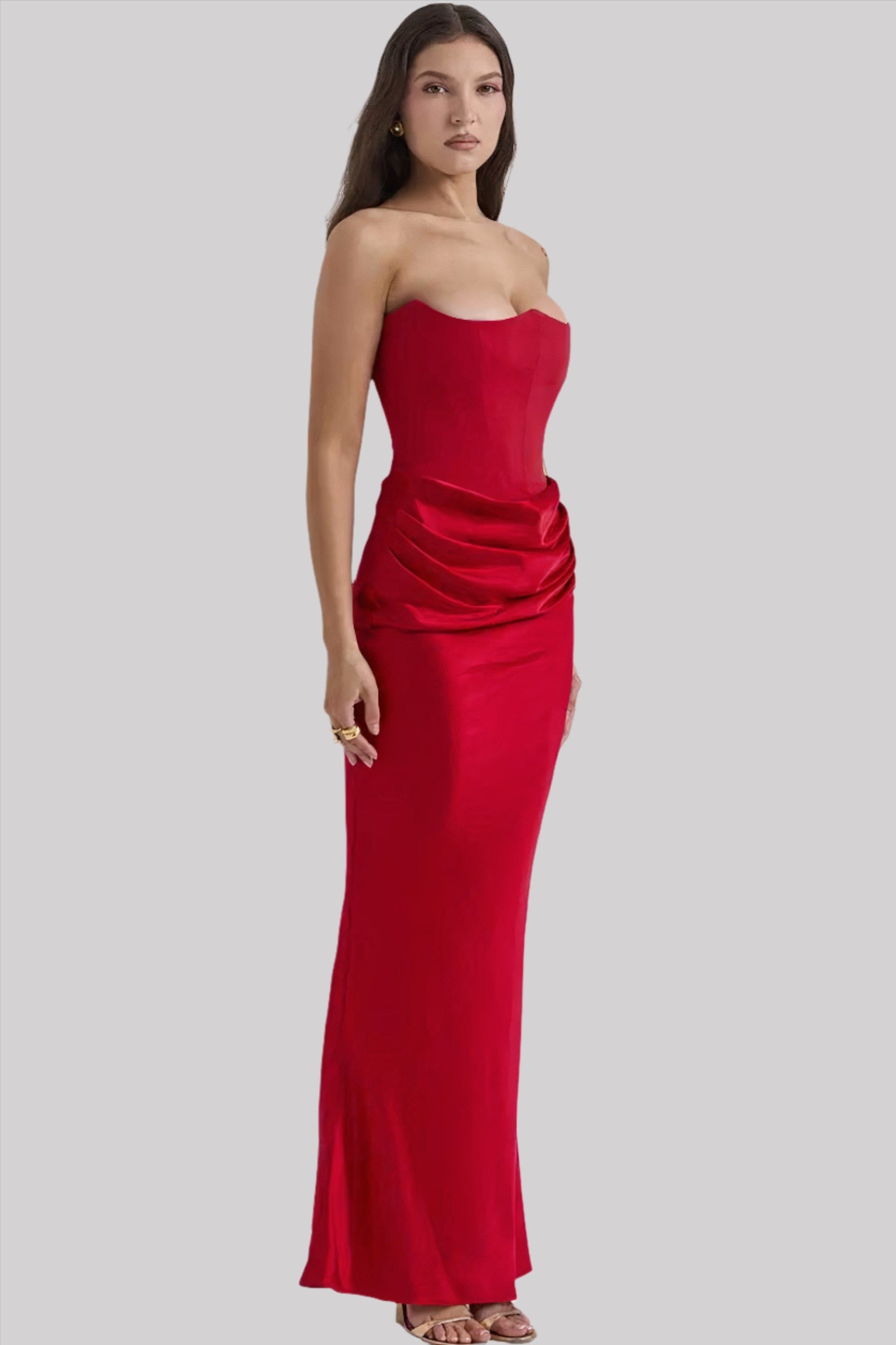 Variant image for Luna | Satin Maxi Dress for Women - Elegant Strapless Long Dress-26
