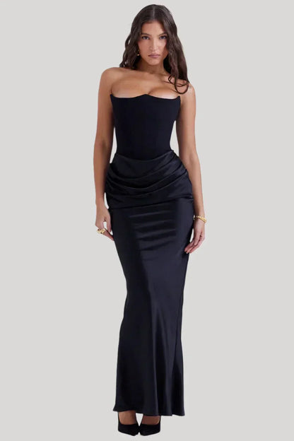 Variant image for Luna | Satin Maxi Dress for Women - Elegant Strapless Long Dress-21