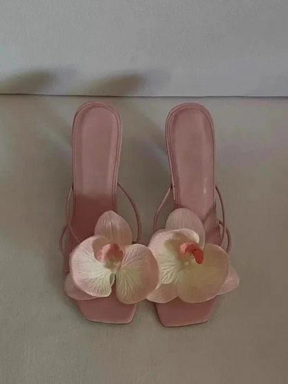 Variant image for Luna Enchanted Bloom Orchid Heels | Elegant Strappy Floral Design-1