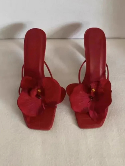 Luna Enchanted Bloom Orchid Heels | Elegant Strappy Floral Design-4