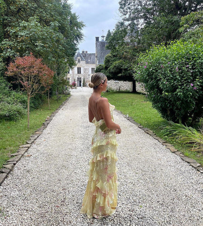 Luna | Floral Maxi Dress for Women with Ruffles and Open-Back Design-4