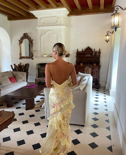 Luna | Floral Maxi Dress for Women with Ruffles and Open-Back Design-6