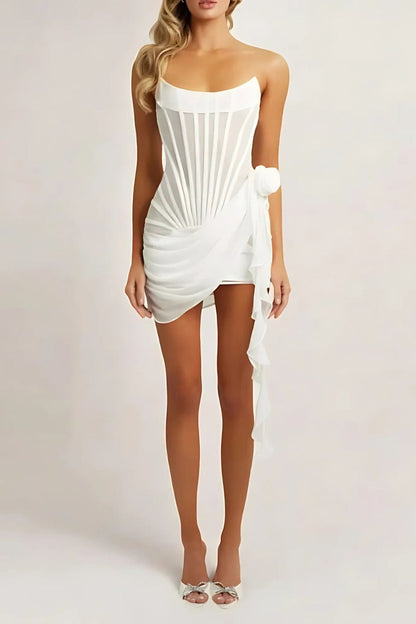 Luna | Mini Dress with Flattering Corset Bodice and Floral Draping-5