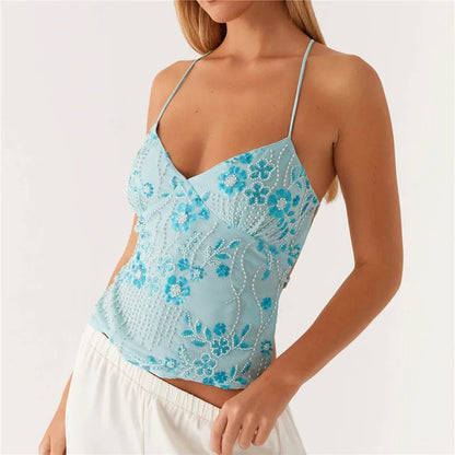 Variant image for Luna | Floral Sequin Cami Top - Midnight Bloom-4