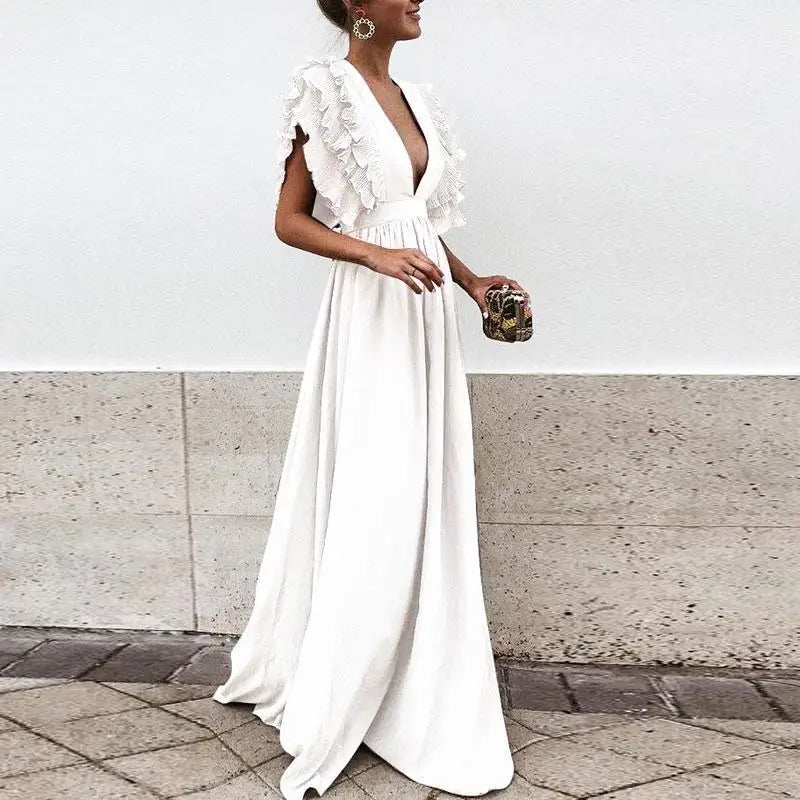 Variant image for Luna | Maxi Dress with Sleeves for Women - Elegant Long Dress-7