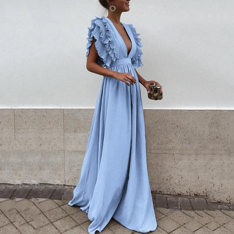 Variant image for Luna | Maxi Dress with Sleeves for Women - Elegant Long Dress-1