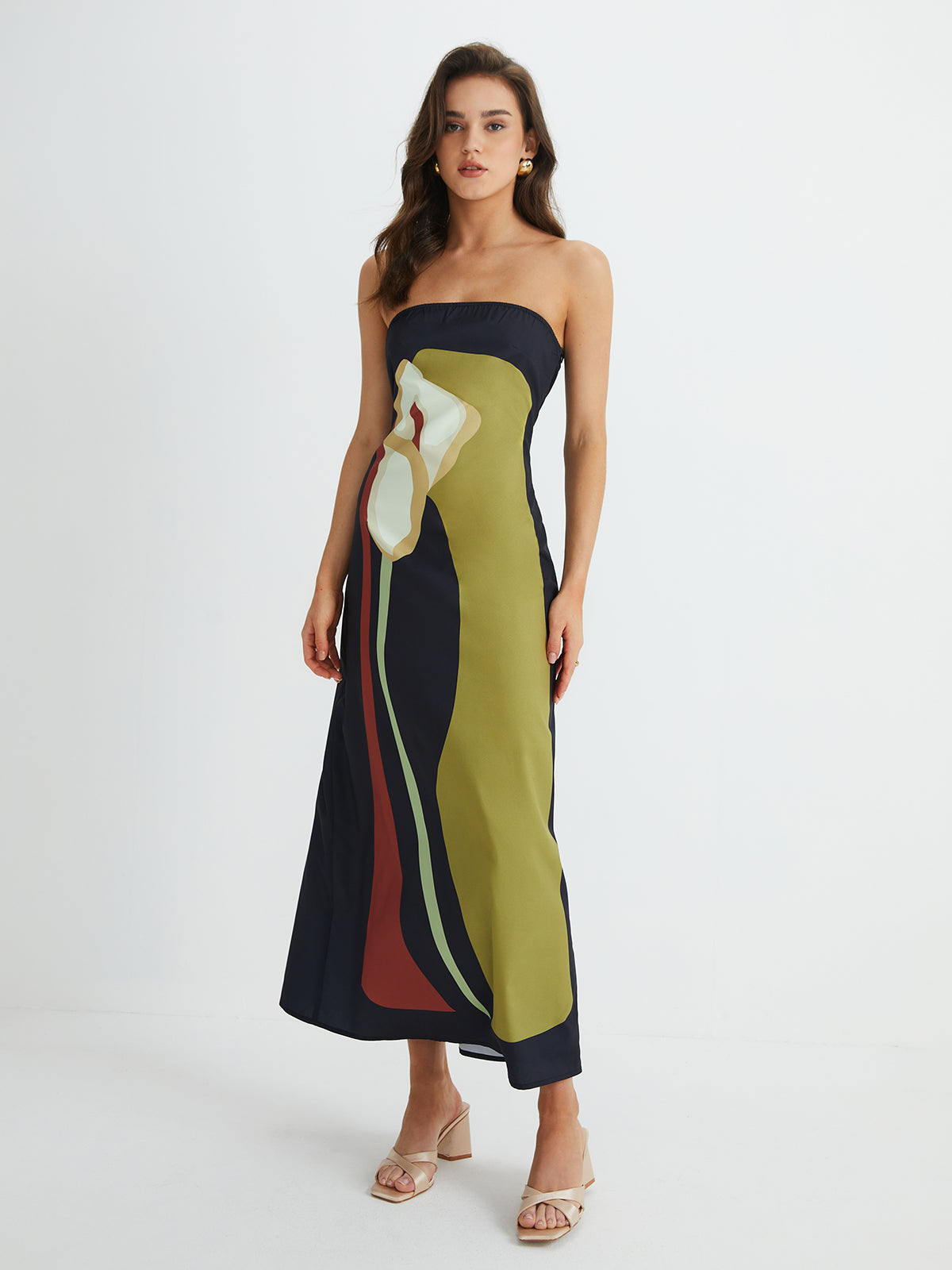 Luna | Floral Maxi Dress for Women - Strapless Long Dress-5