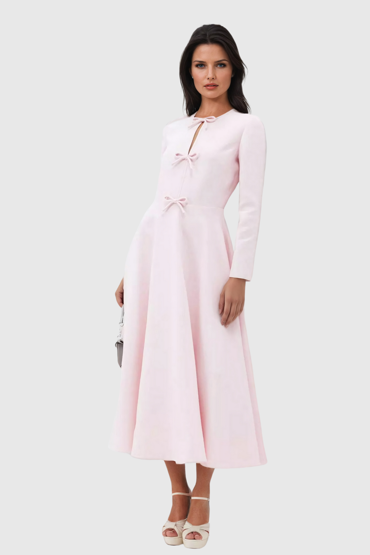 Luna | White Maxi Dress for Women with Elegant Patchwork and Ruffles-3