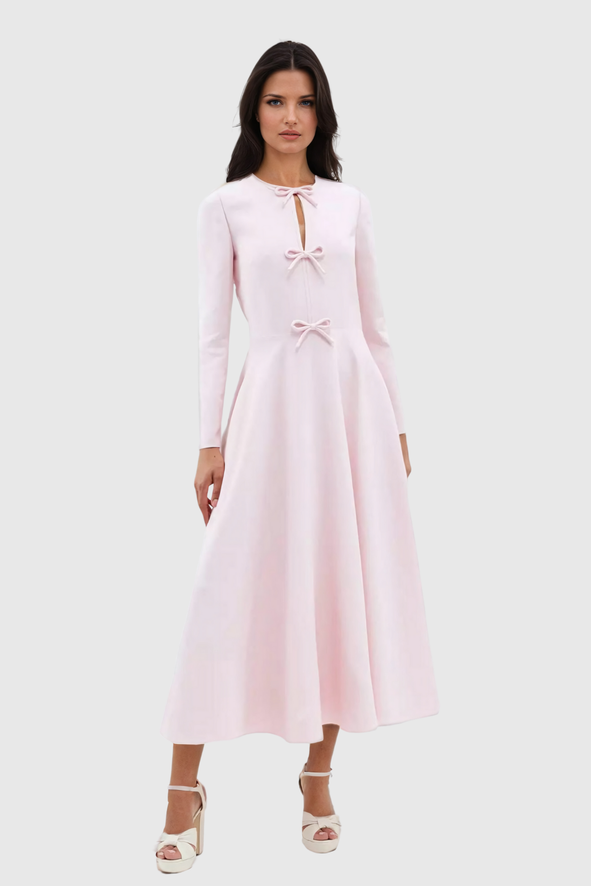 Luna | White Maxi Dress for Women with Elegant Patchwork and Ruffles-2