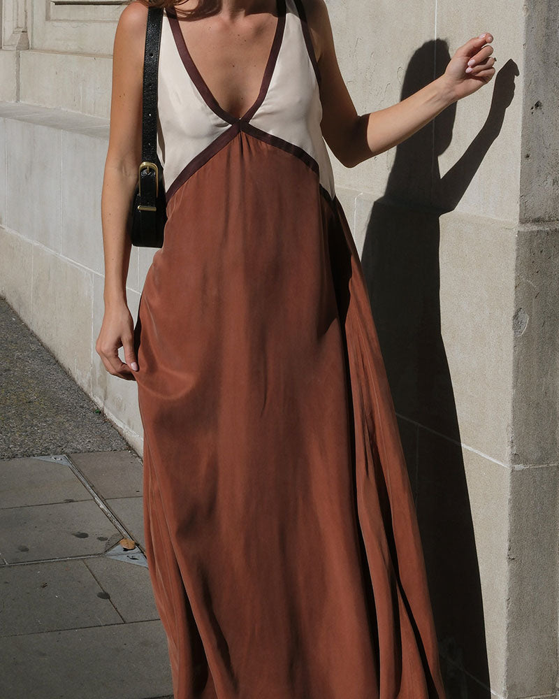 Luna | Long Sleeve Maxi Dress for Women with Bold Contrast Design-4