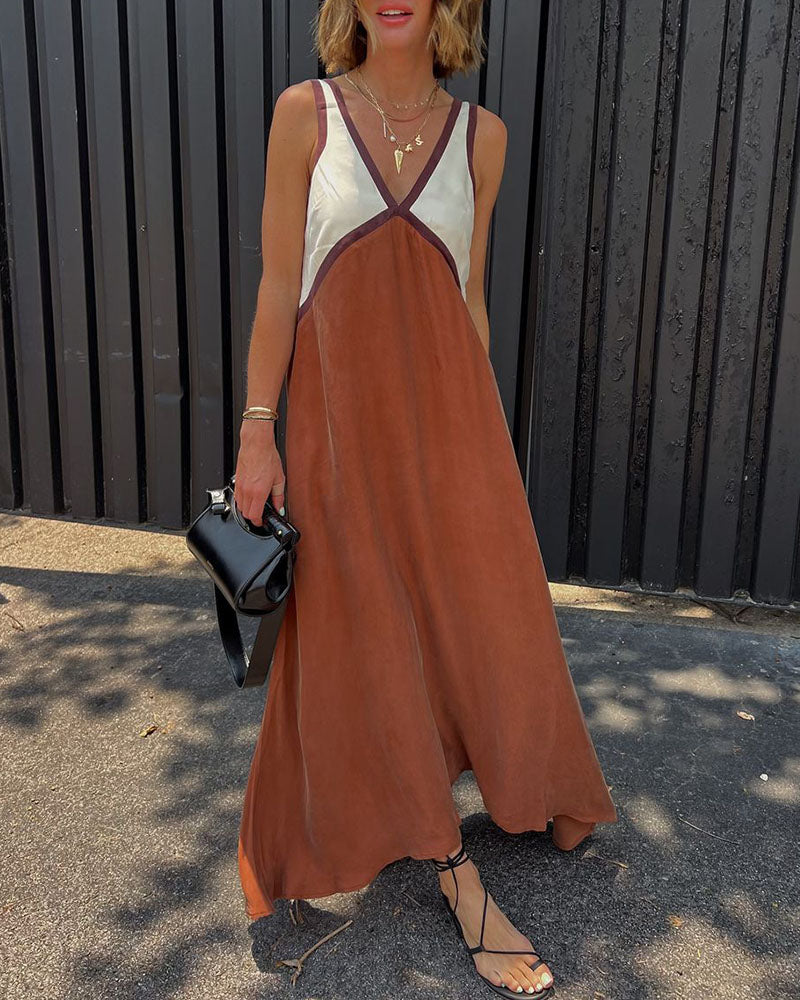 Variant image for Luna | Long Sleeve Maxi Dress for Women with Bold Contrast Design-5