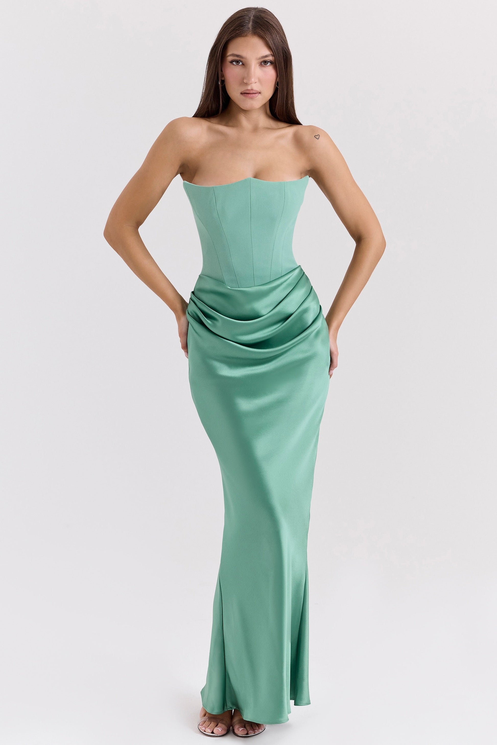 Variant image for Luna | Satin Maxi Dress for Women - Elegant Strapless Long Dress-1