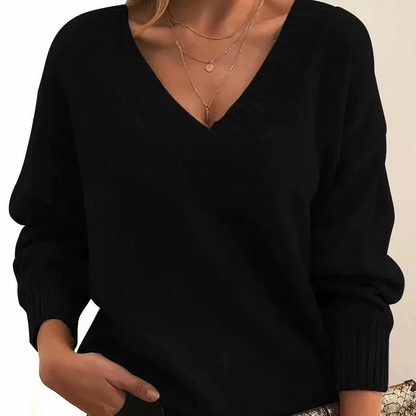 Cozy V-Neck Sweater Soft Knit Top