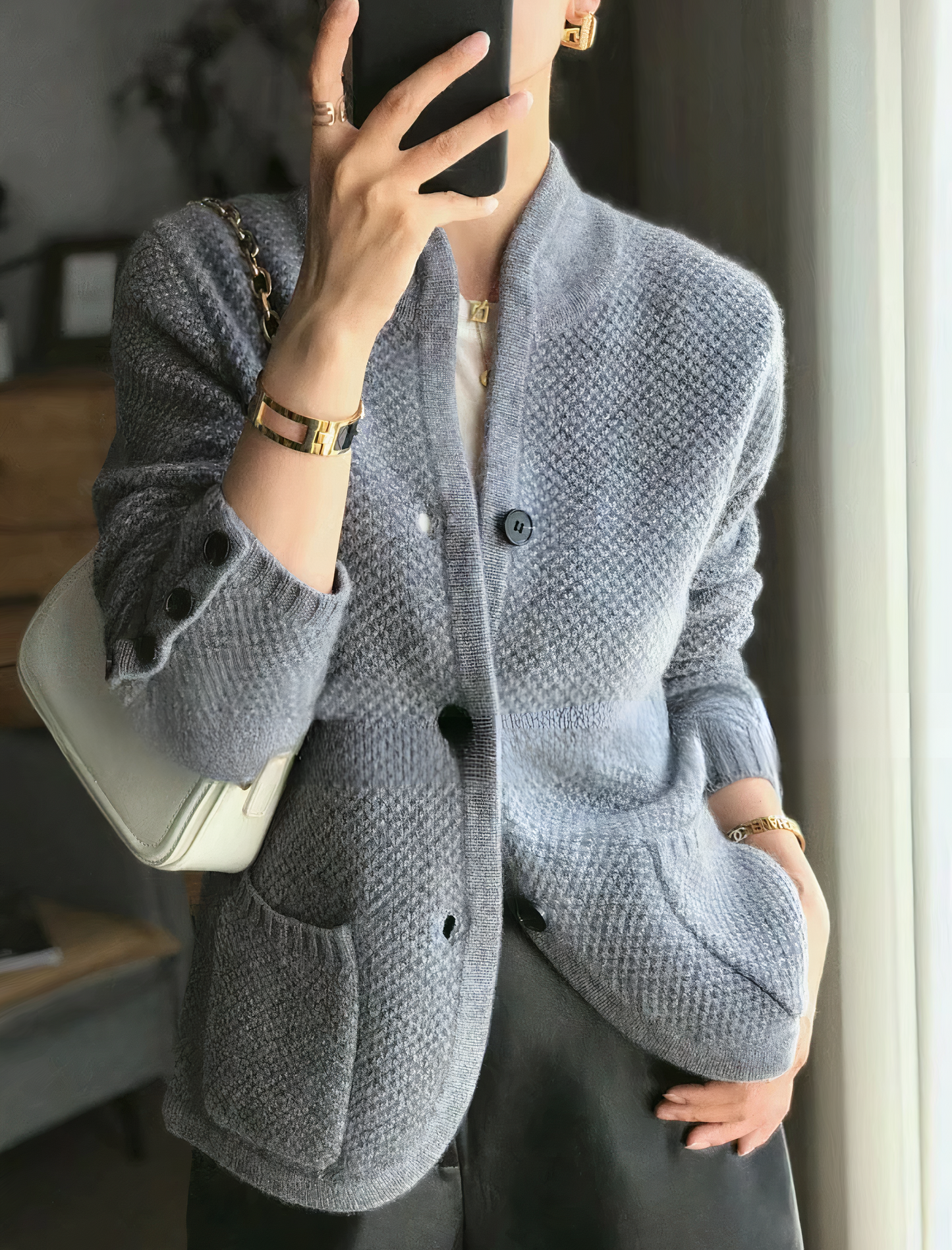 Classic Open Front Cardigan for Ladies