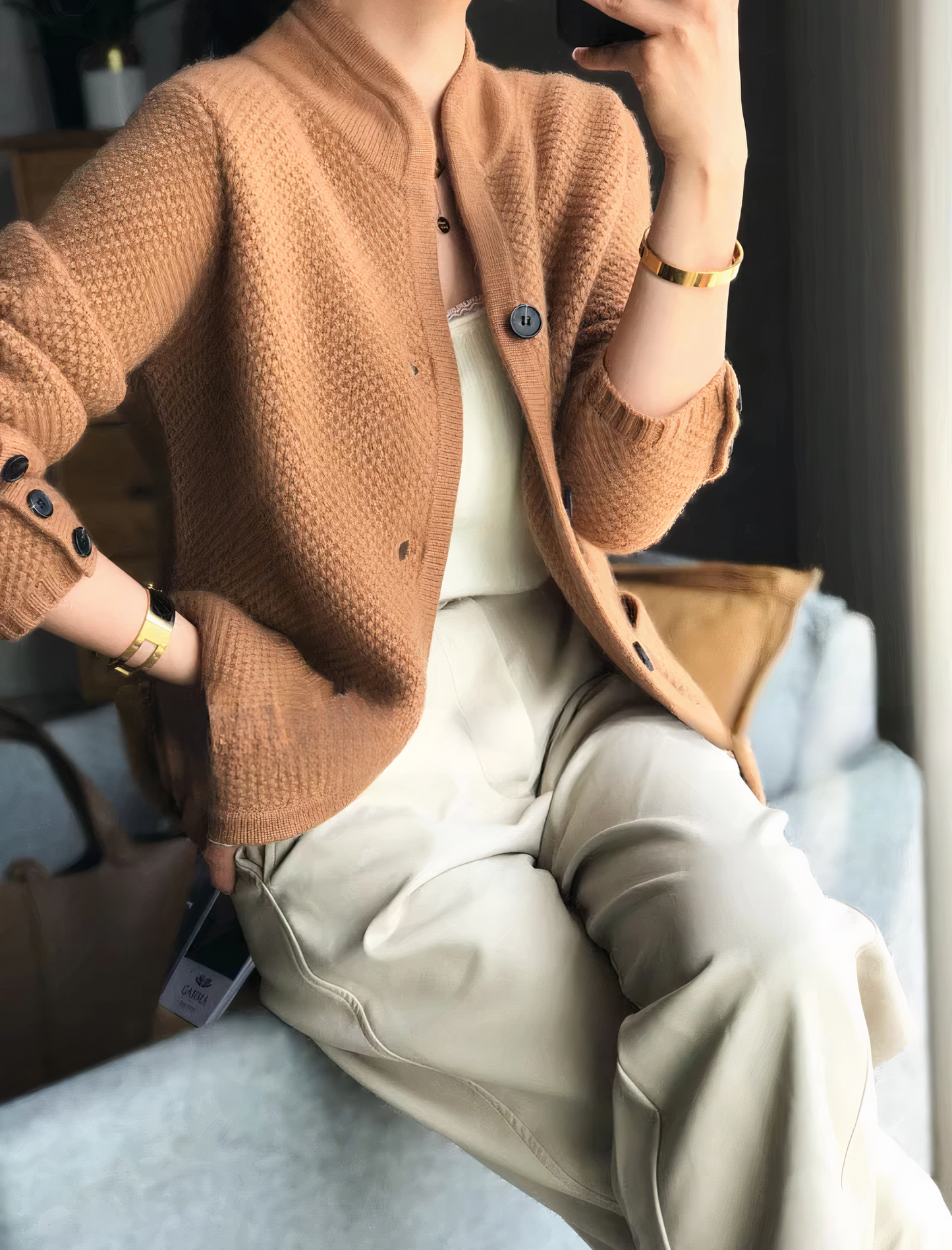 Classic Open Front Cardigan for Ladies
