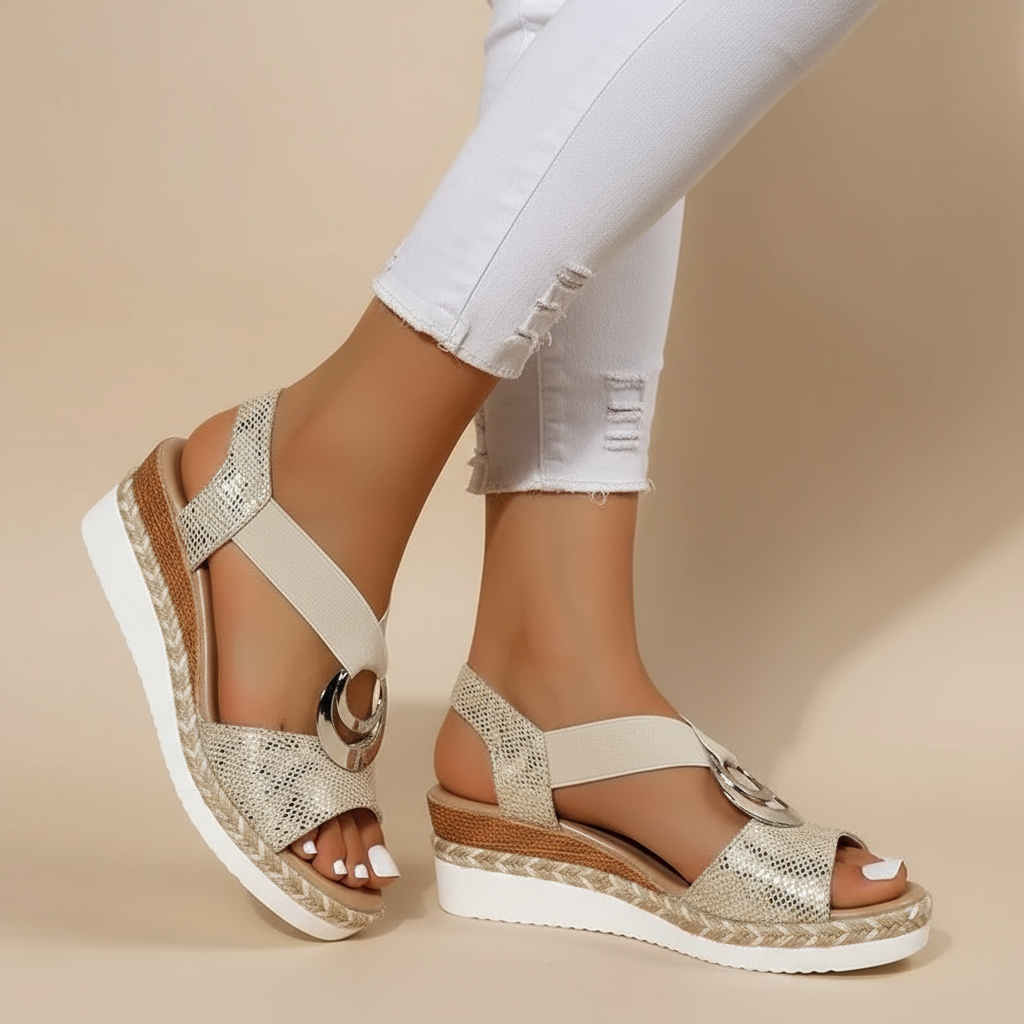 Comfortable Heeled Sandals for Women with Buckle Straps - Luxivelle