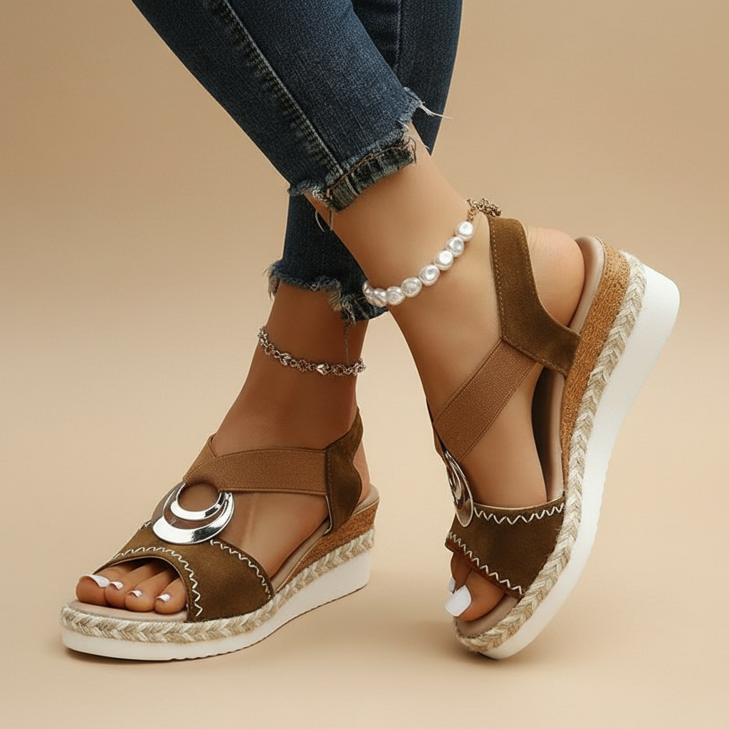 Comfortable Heeled Sandals for Women with Buckle Straps