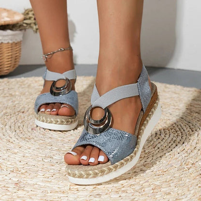 Comfortable Heeled Sandals for Women with Buckle Straps