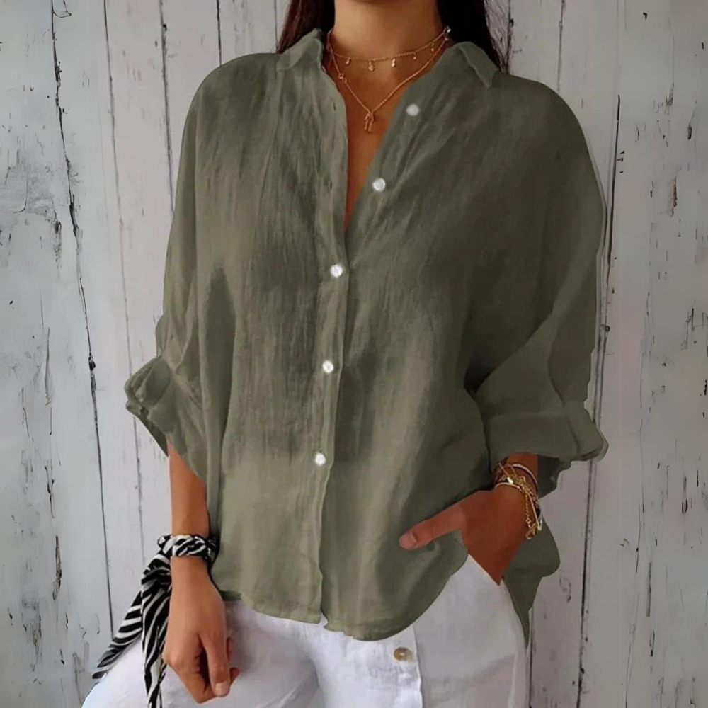 Relaxed Fit Blouse with Rear Tie Detail