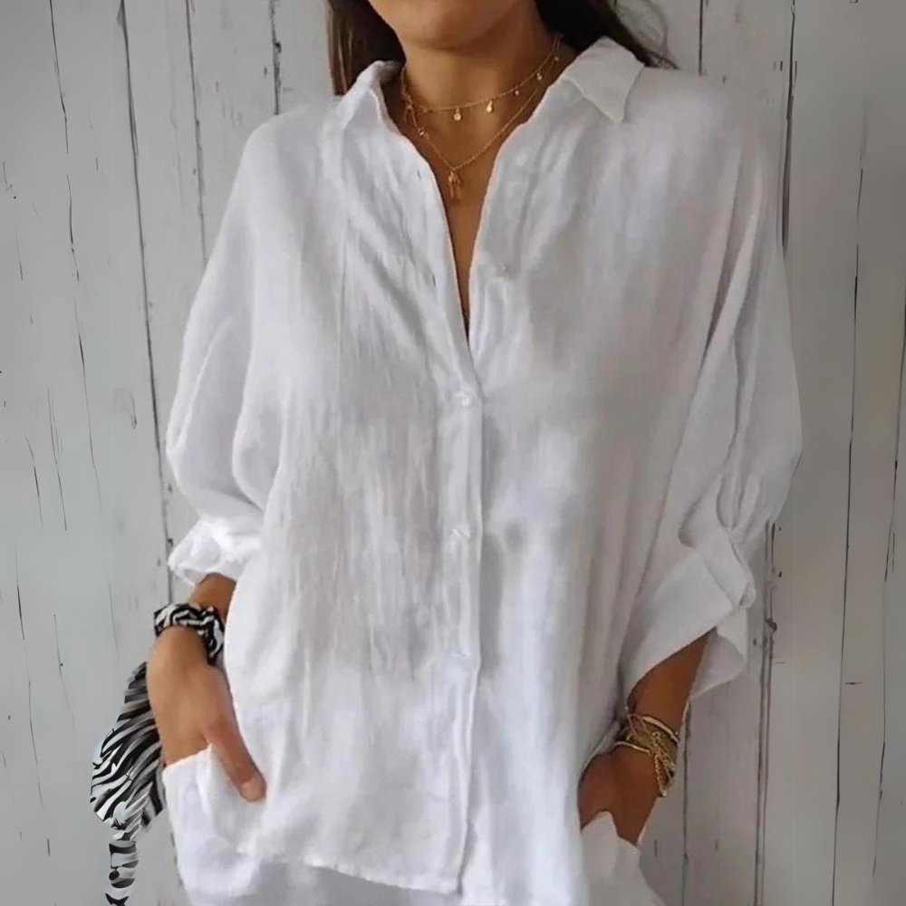 Relaxed Fit Blouse with Rear Tie Detail